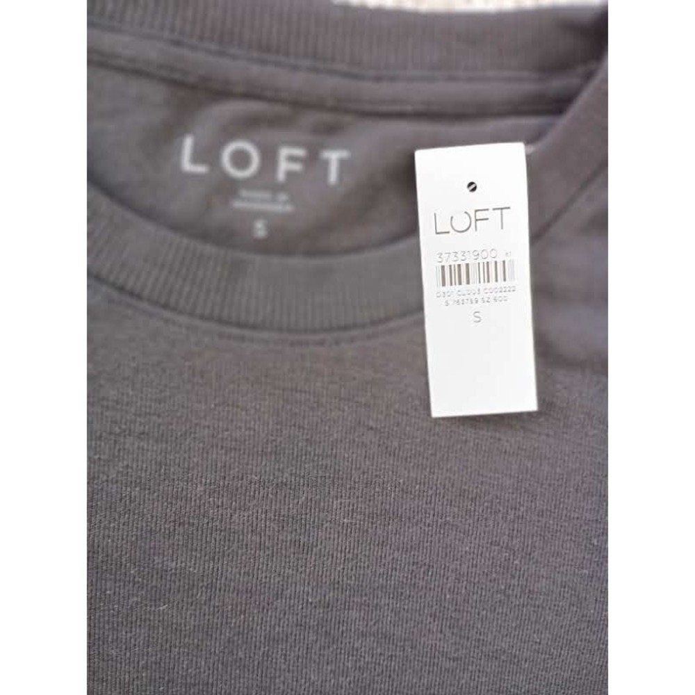 LOFT NWT Ribbed Sweater Knit Top Charcoal Gray Crew Neck Long Sleeve Small - Picture 4 of 9